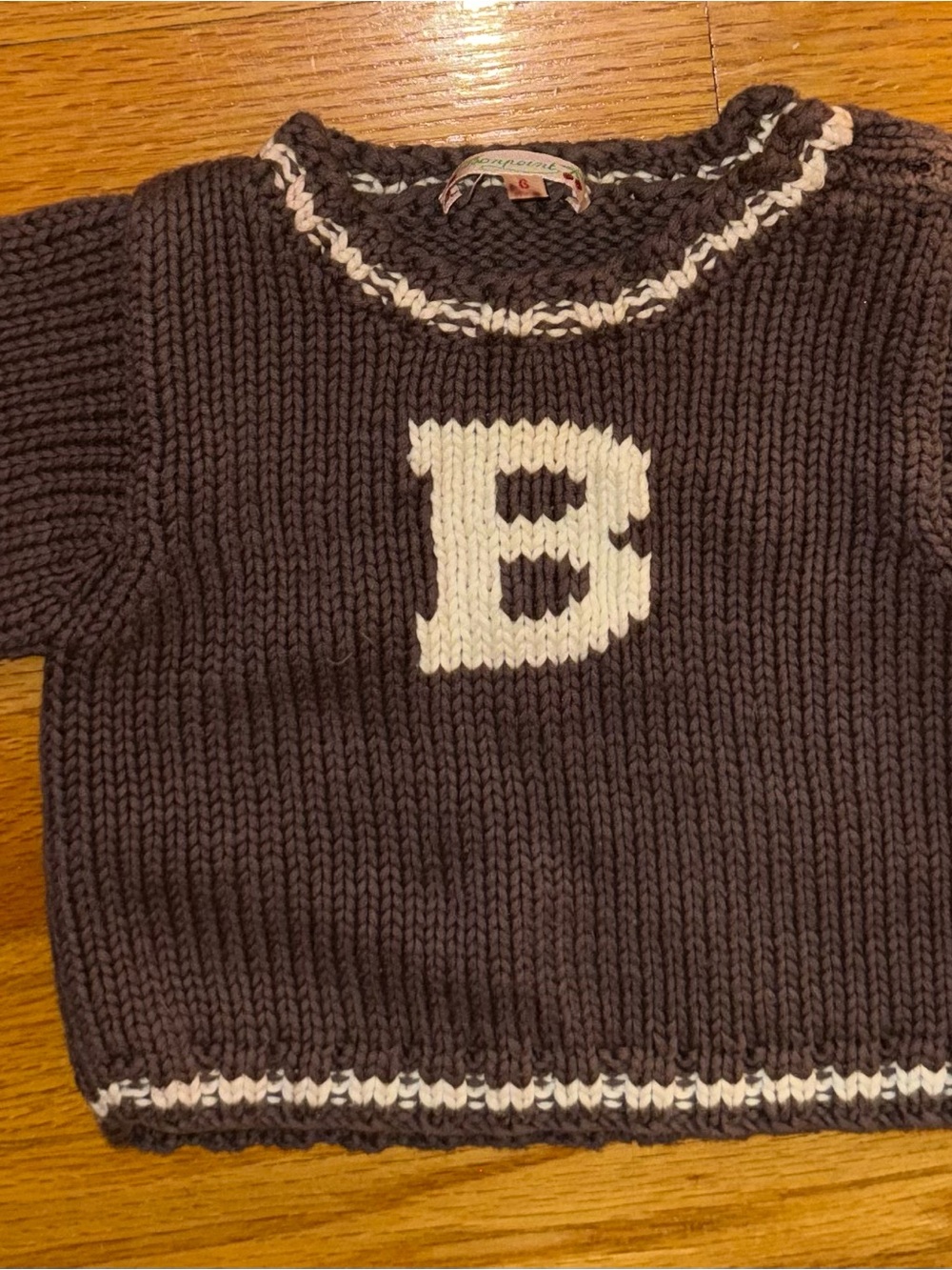 Bonpoint Brown Knit Sweater with White 'B'